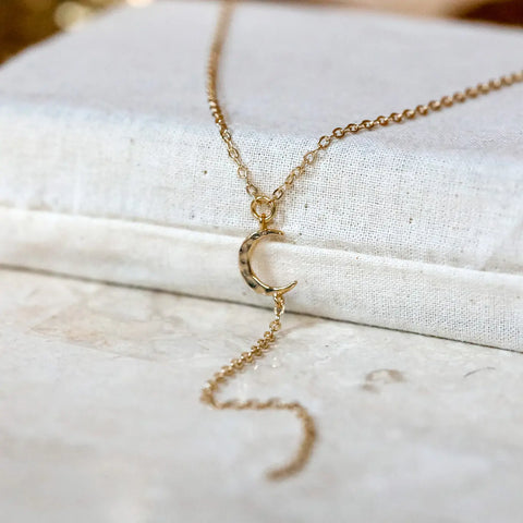 HAMMERED MOON lariat necklace