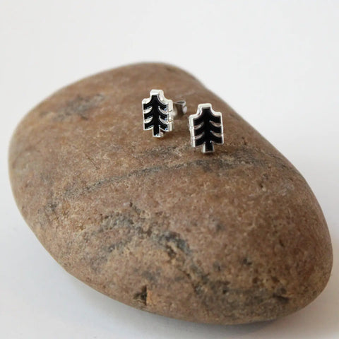 RETRO TREE enamel stud earrings