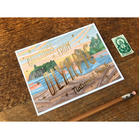 OLYMPIC GREETINGS foil postcard