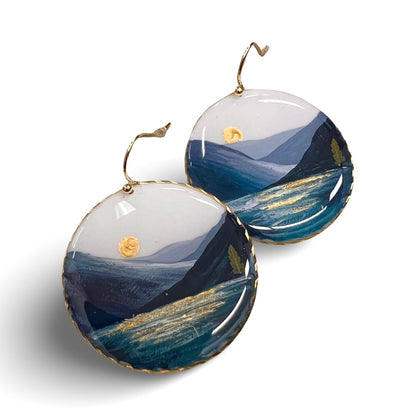 WILDFLOWEAR painted lake crescent earrings
