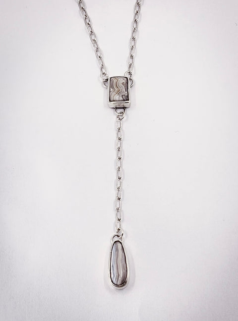 DOWN TO EARTH double-agate drop necklace