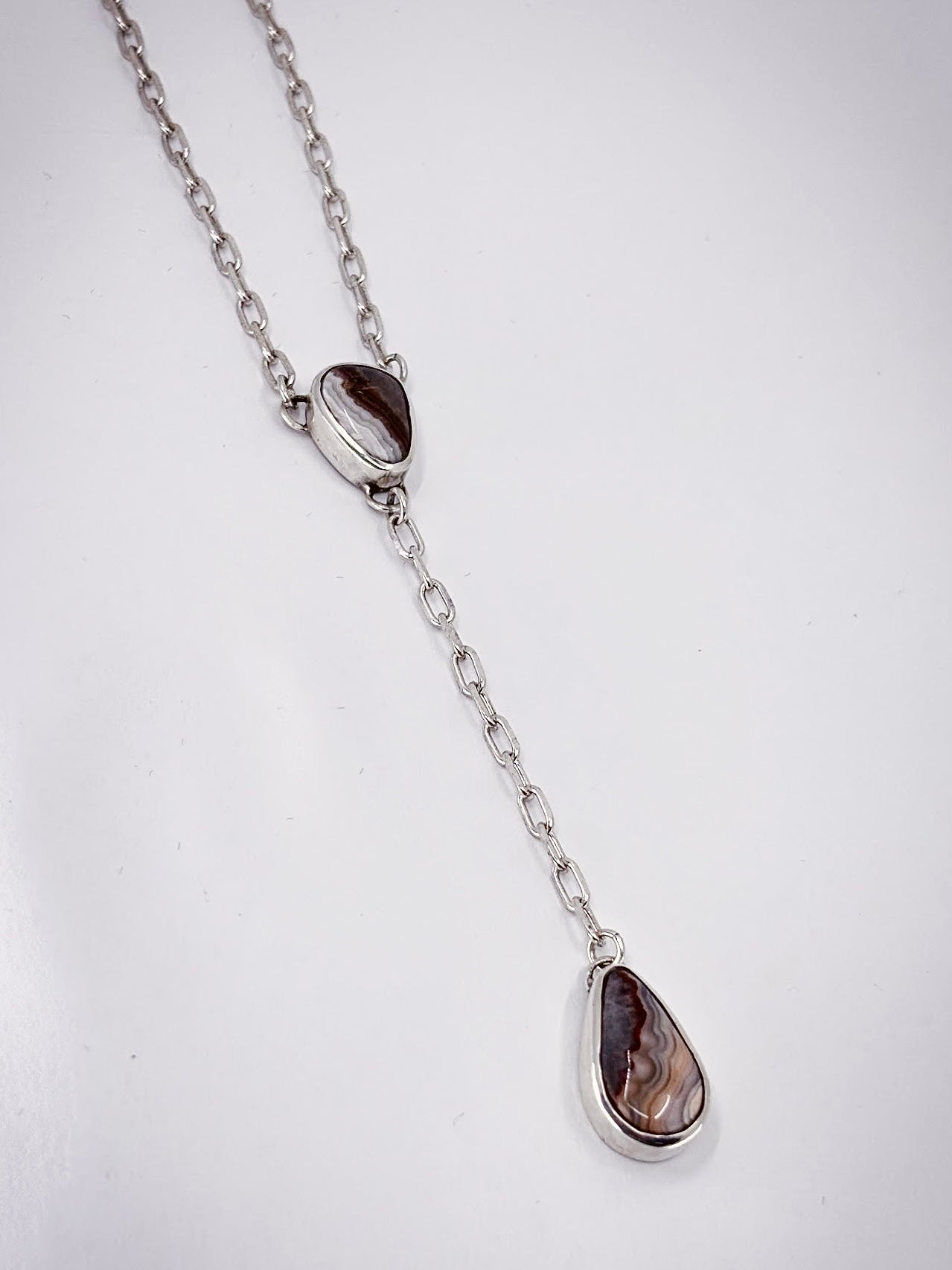 DOWN TO EARTH double-agate drop necklace