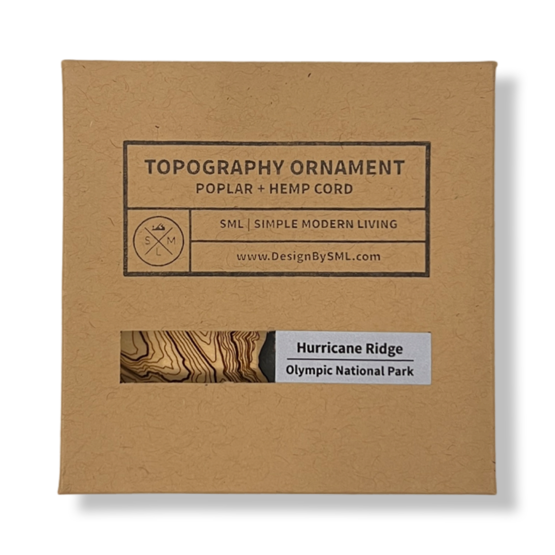 HURRICANE RIDGE wood topography ornament