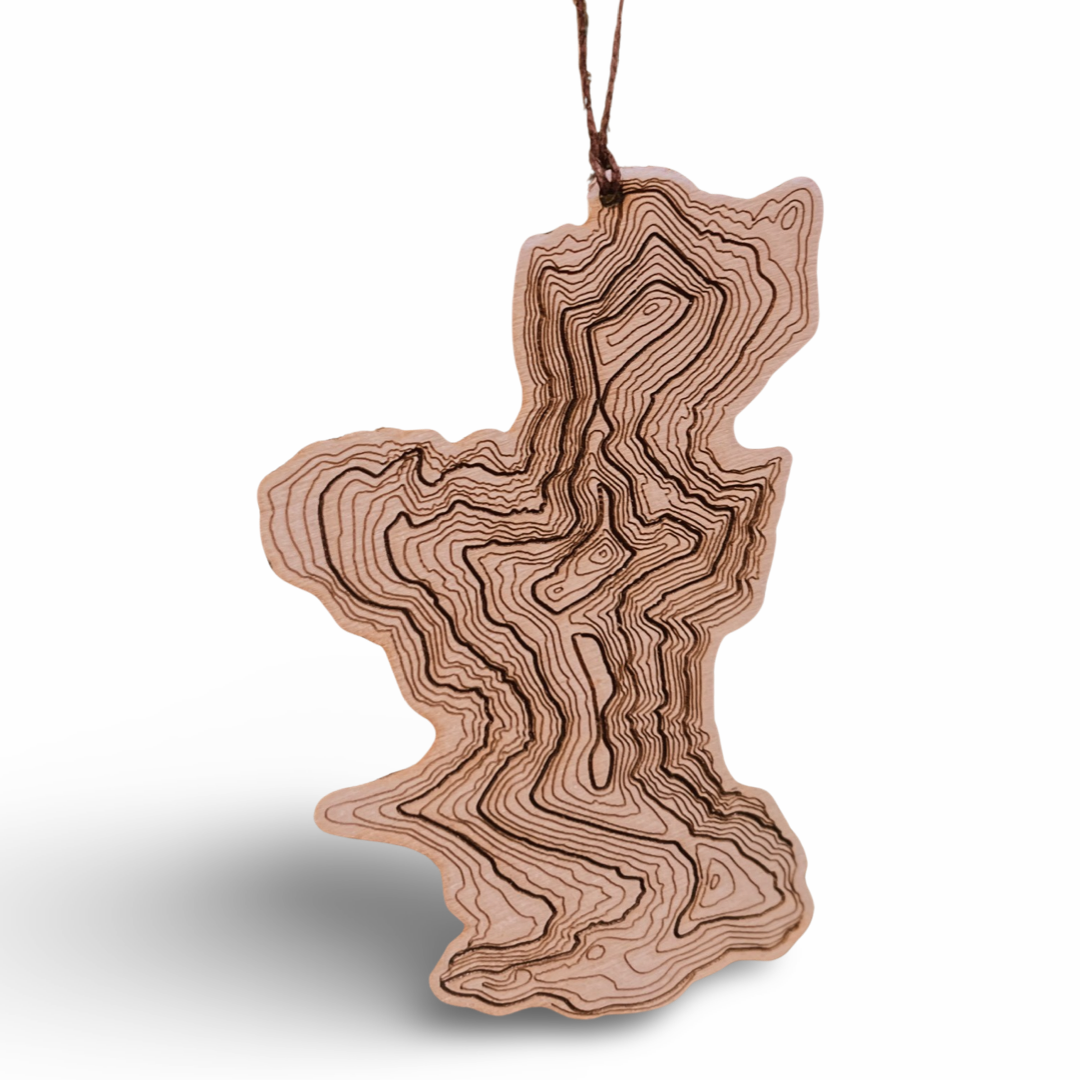 HURRICANE RIDGE wood topography ornament