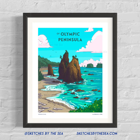 OLYMPIC PENINSULA travel poster