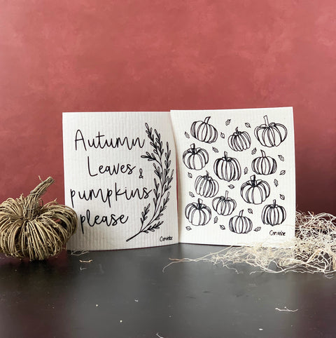 PUMPKINS & LEAVES swedish dishcloth