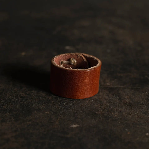 STITCHED leather bandana ring