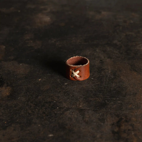 STITCHED leather bandana ring