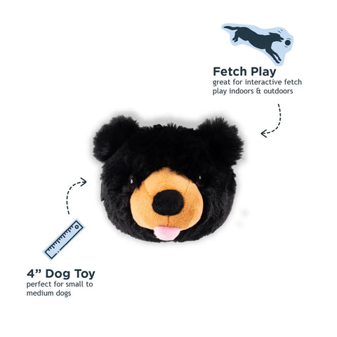BLACK BEAR HEAD dog toy