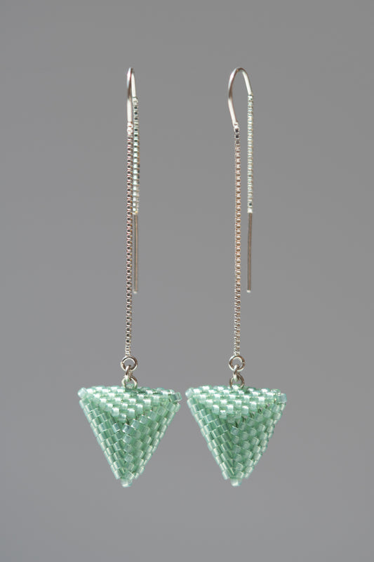 ITEM 152: CLOUDY DAY STUDIO sterling silver hand-beaded threader earrings