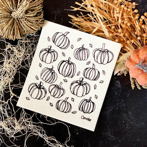 PUMPKINS & LEAVES swedish dishcloth