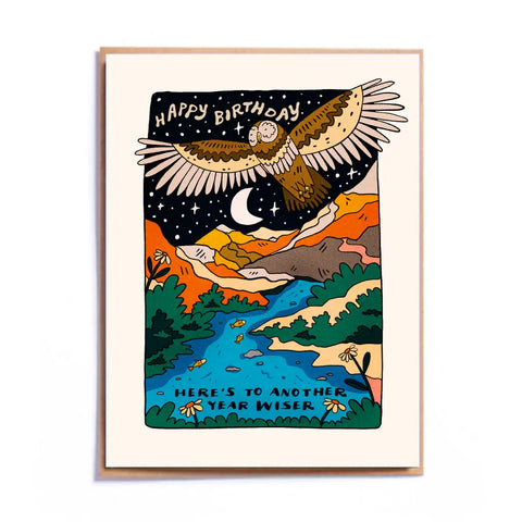 ANOTHER YEAR WISER OWL birthday card