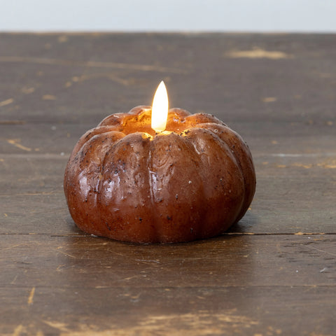 FLICKER faux-flame pumpkin candle