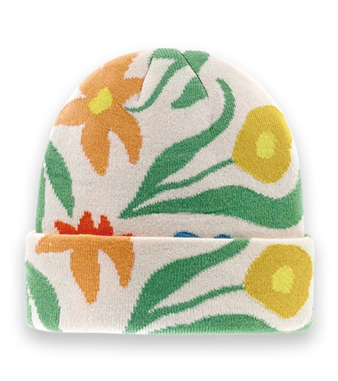 PINK FLORAL beanie