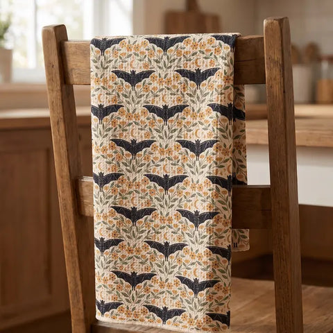 BATS + BLOOMS tea towel