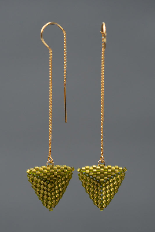 ITEM 153: CLOUDY DAY STUDIO gold-filled hand-beaded threader earrings