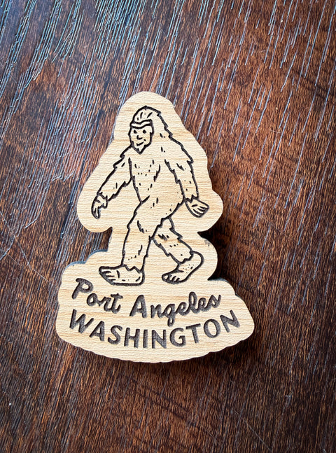 PORT ANGELES BIGFOOT wood magnet
