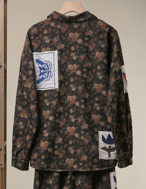MOODY FLORAL patchwork shacket
