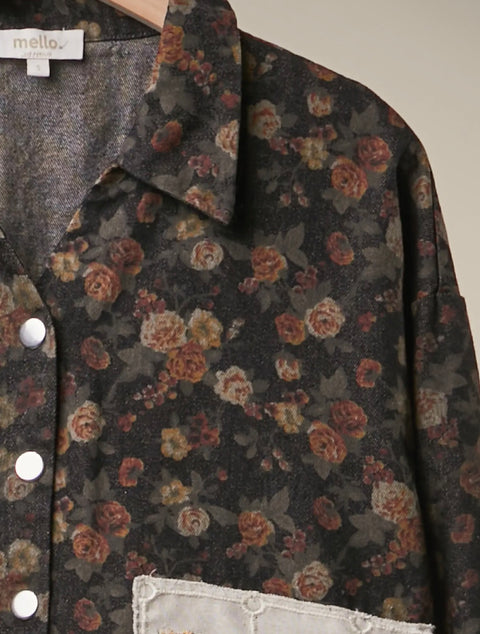 MOODY FLORAL patchwork shacket
