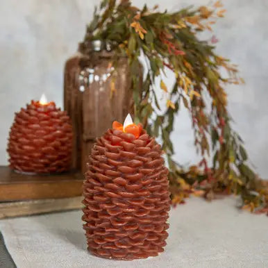 PINECONE faux flame candle