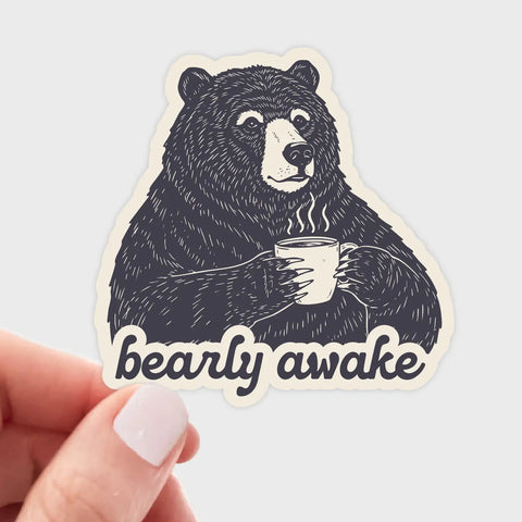 BEARLY AWAKE sticker