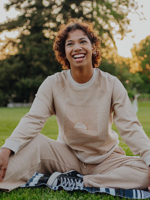 SUNSET herringbone crewneck