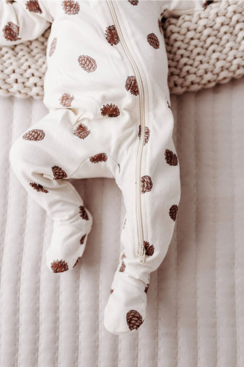 PLAYFUL PINECONE footed romper