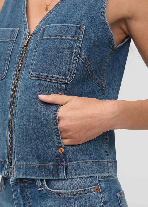 BLUE ASH denim zip vest