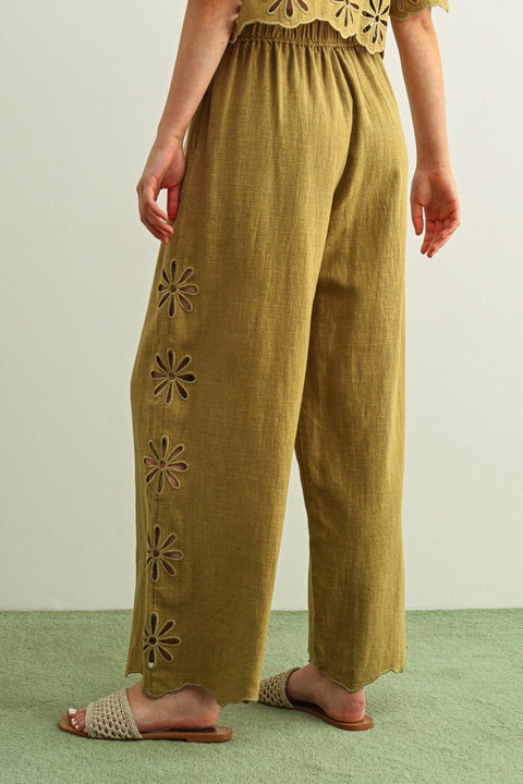 OLIVE TREE eyelet pants