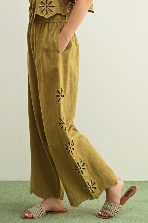 OLIVE TREE eyelet pants