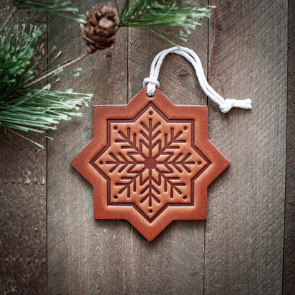 SNOWFLAKE leather ornament