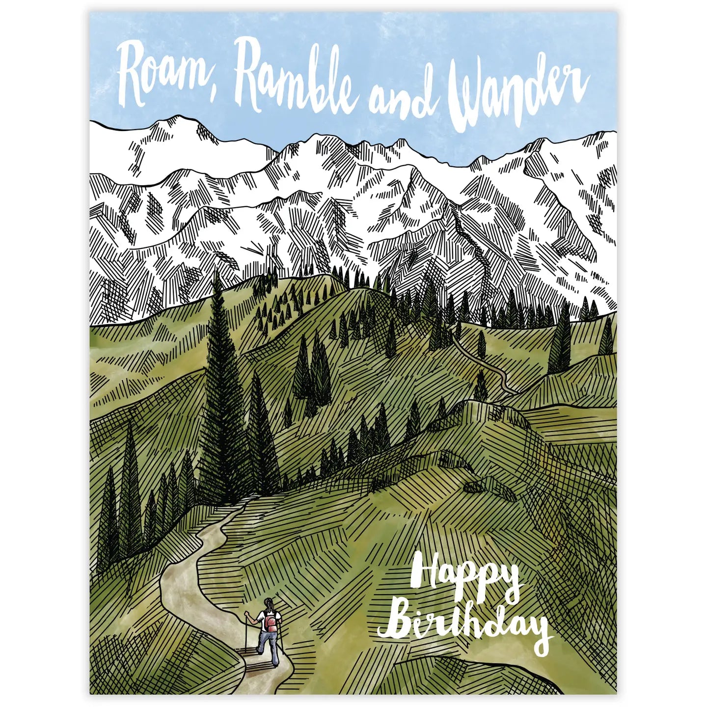 ROAM RAMBLE WANDER birthday card
