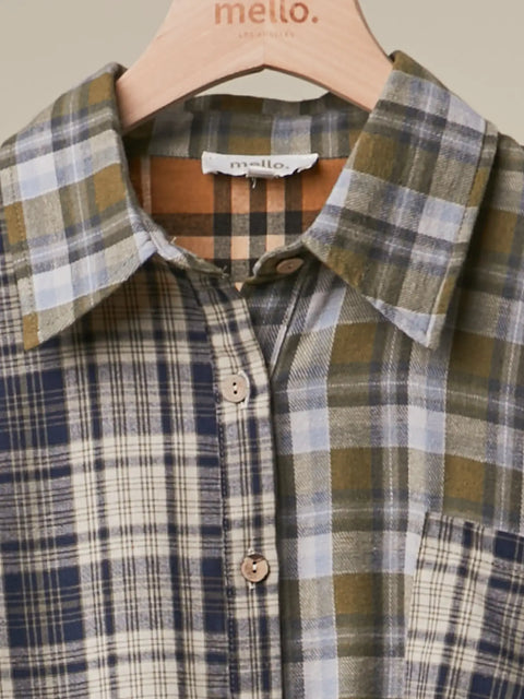 PLAID PATCH button up
