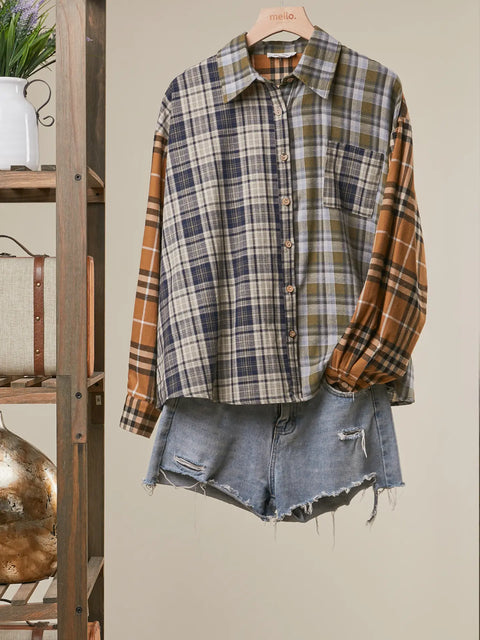 PLAID PATCH button up