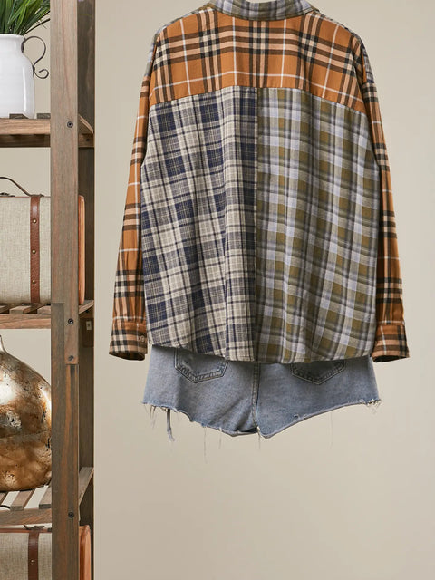 PLAID PATCH button up