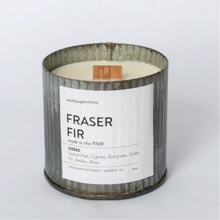 FRASER FIR rustic tin candle
