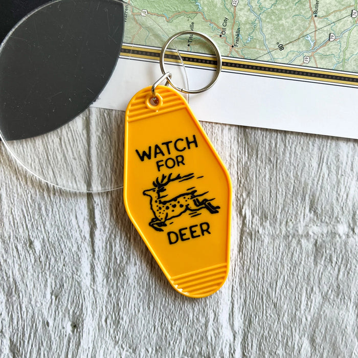 WATCH FOR DEER motel keychain