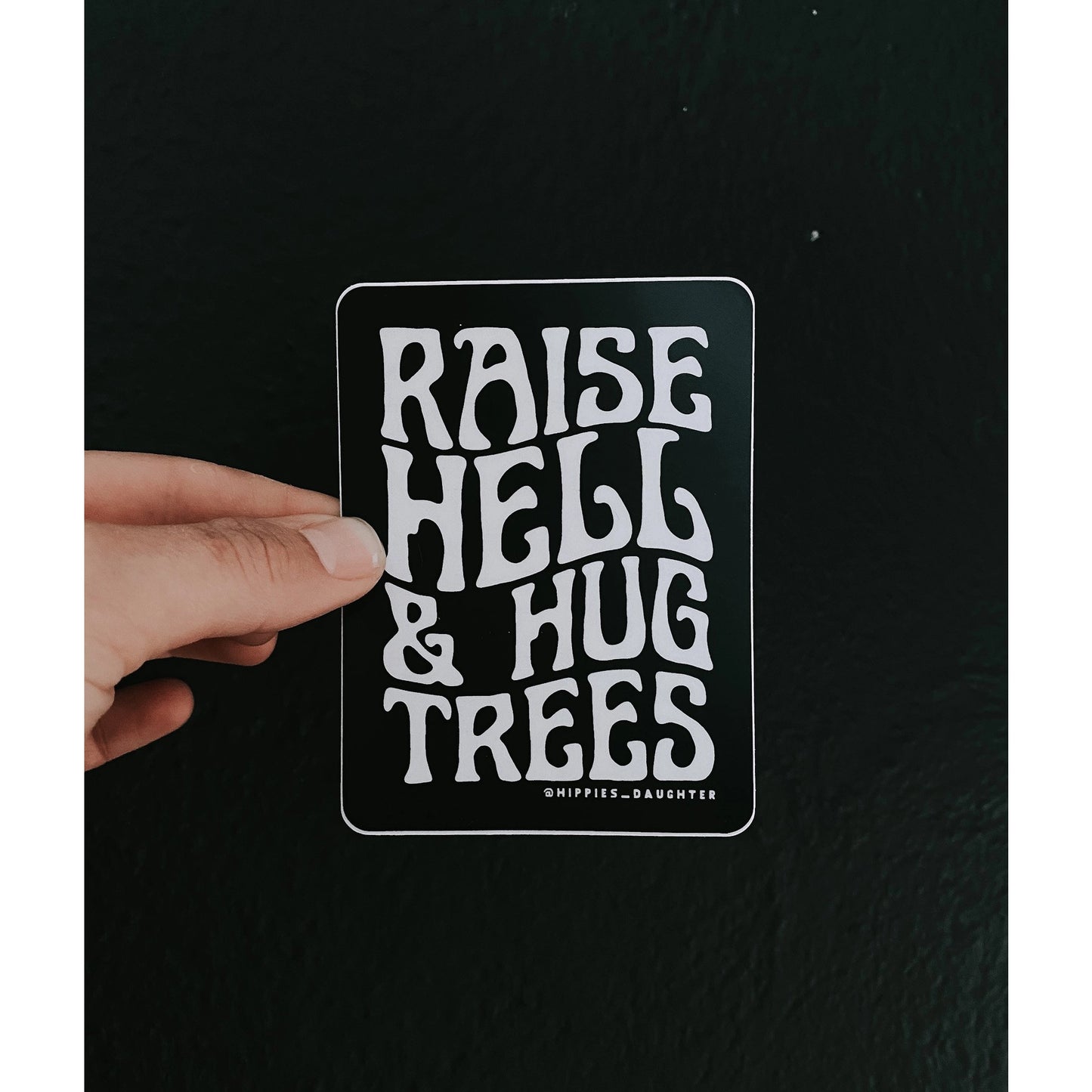 RAISE HELL & HUG TREES sticker