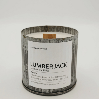 LUMBERJACK rustic tin candle