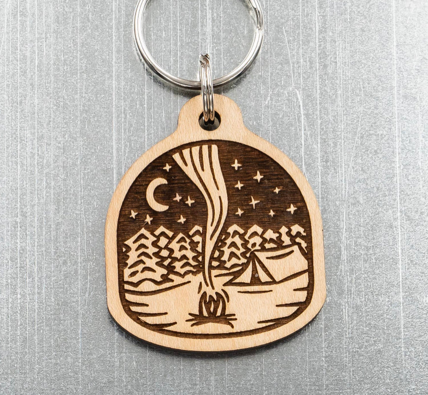 CAMPFIRE wood keychain