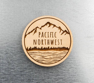 PNW MTNS wood magnet