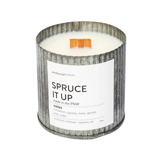 SPRUCE IT UP rustic tin candle
