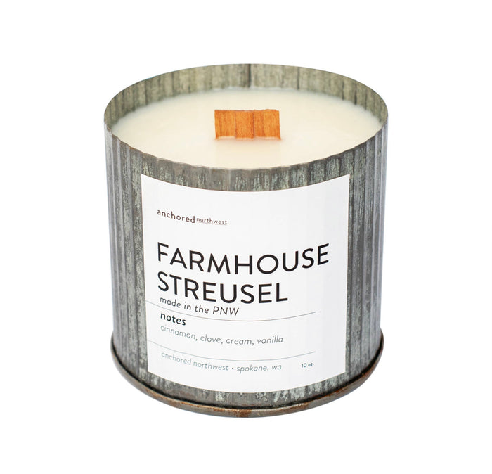 FARMHOUSE STREUSEL rustic tin candle